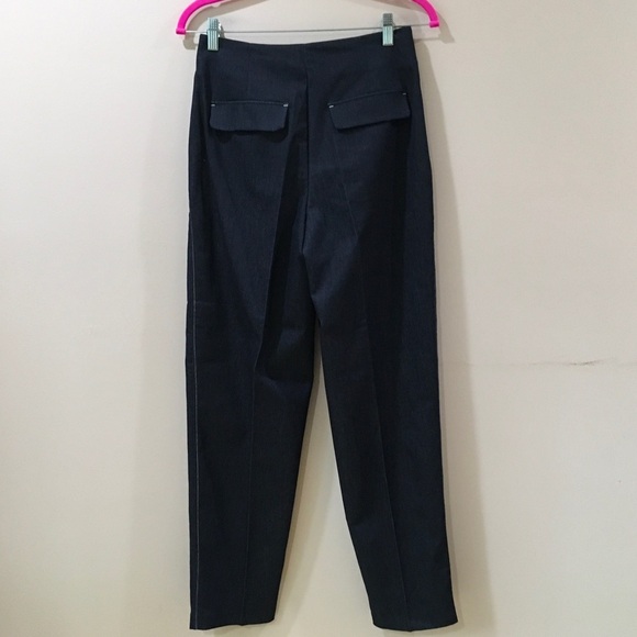 Zara Pants Contrasting Top Stitching Blue Chambray Womens small - Picture 6 of 10